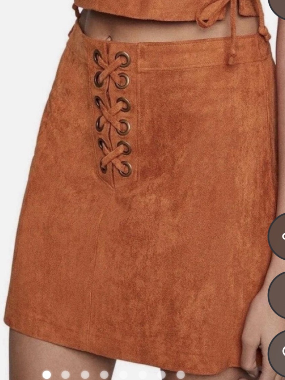 BCBGeneration faux-suede lace-up top and skirt set